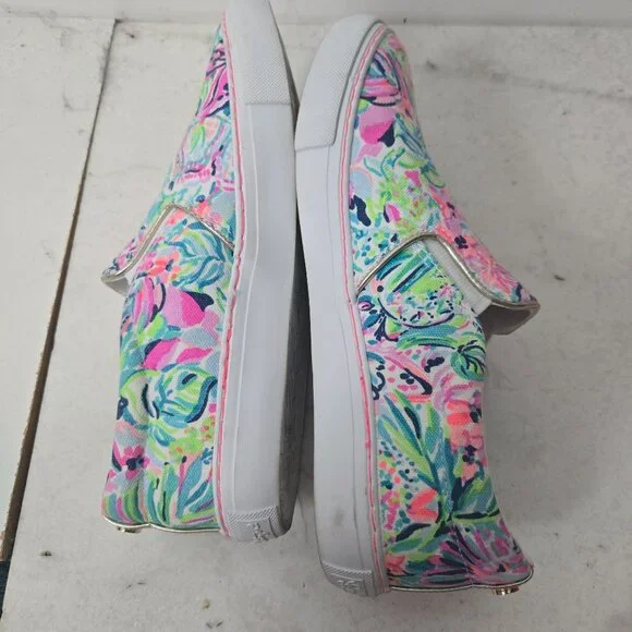 Lilly Pulitzer Size 7  Julie Slip-On Canvas Sneakers Multi Floral Cabana - Picture 10 of 12